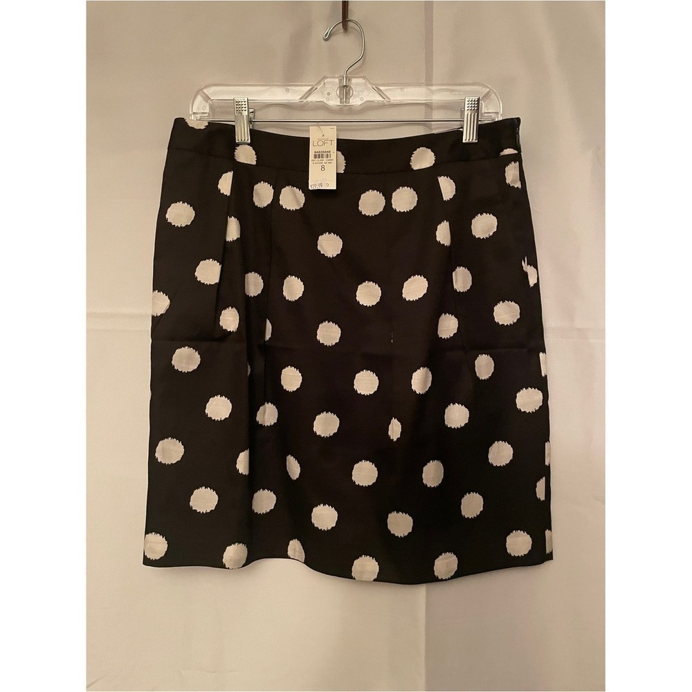 Ann Taylor LOFT Black White Polka Dot A-Line Skirt Women